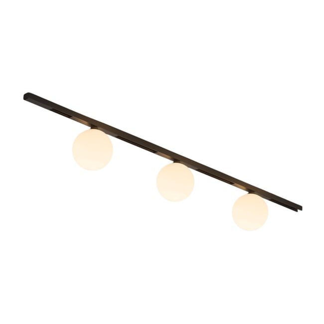 Kit rail 3 boules LED verre dépoli - LYNE Couleur noir et blanc <span itemprop=
