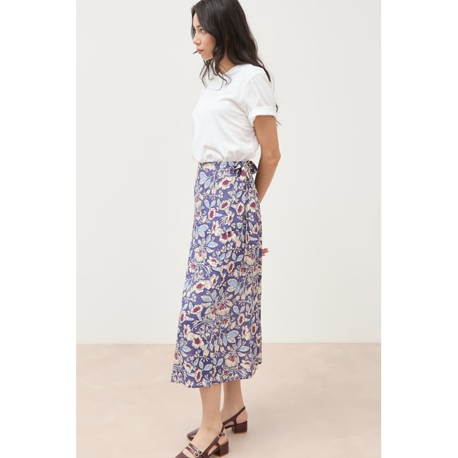 Jupe fluide bleu <span itemprop=