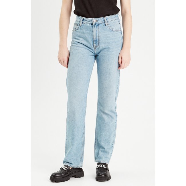 Jeans droit taille haute denim double stone <span itemprop=