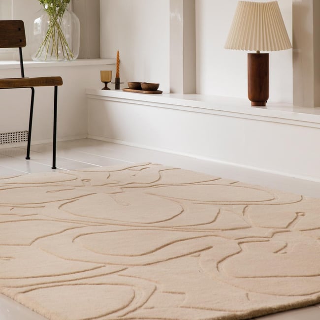 Tapis salon et chambre fait à la main en laine motif faux uni - UN AMOUR DE TAPIS