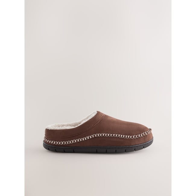 Mules à surpiqûres marron fauve <span itemprop=