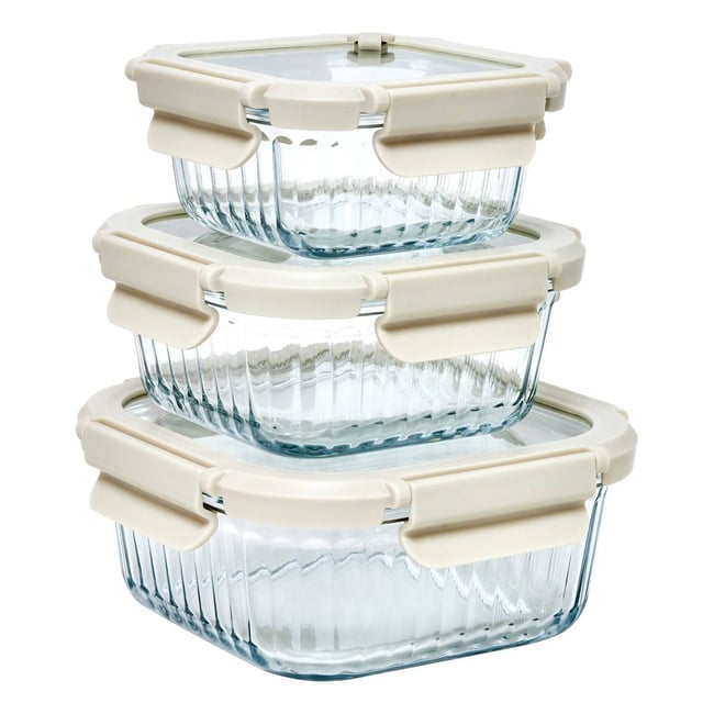 Lot de 3 boîtes de conservation carrées CLIPEAT+ transparent <span itemprop=