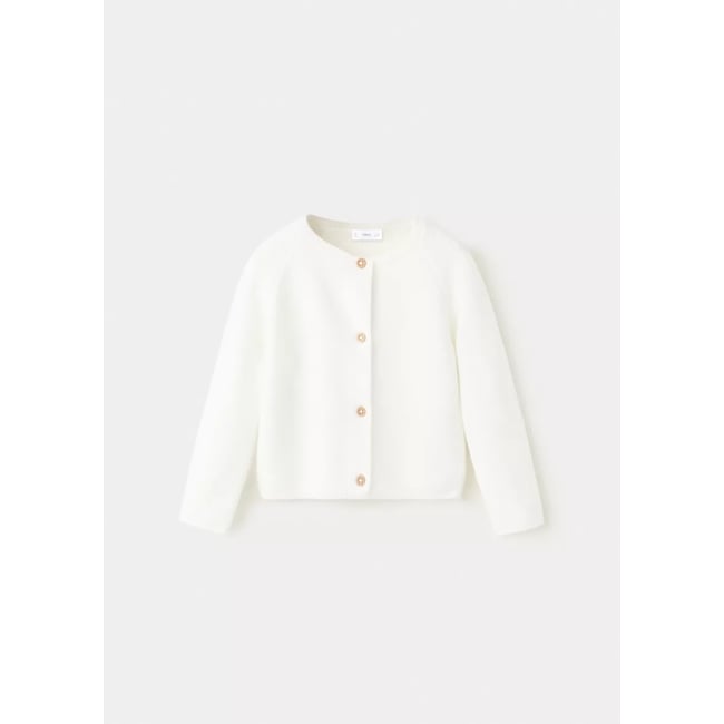Cardigan maille manches longues blanc cassé <span itemprop=