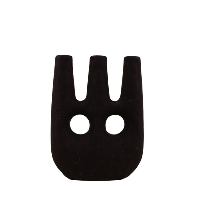 Bougeoir ethnique céramique 24cm Couleur noir <span itemprop=