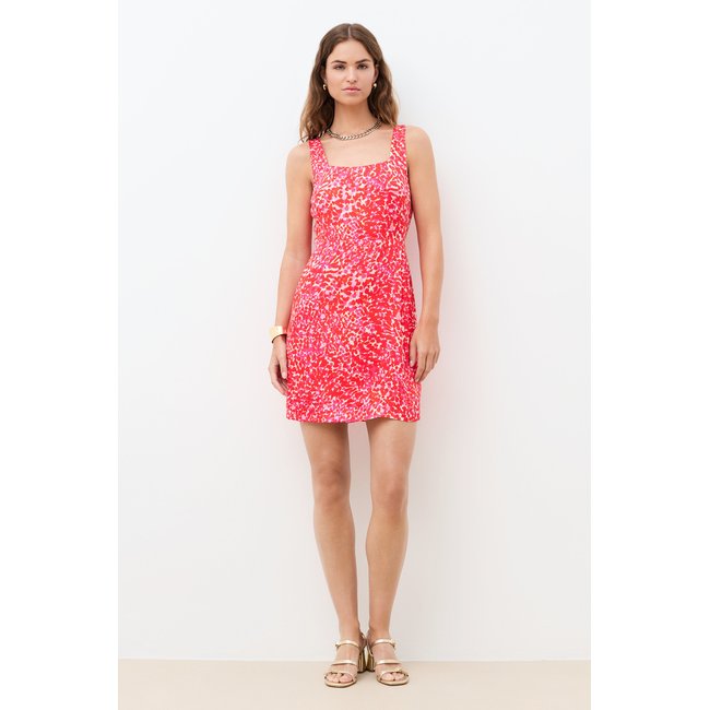 Robe droite col carré REINITA rose fushia <span itemprop=