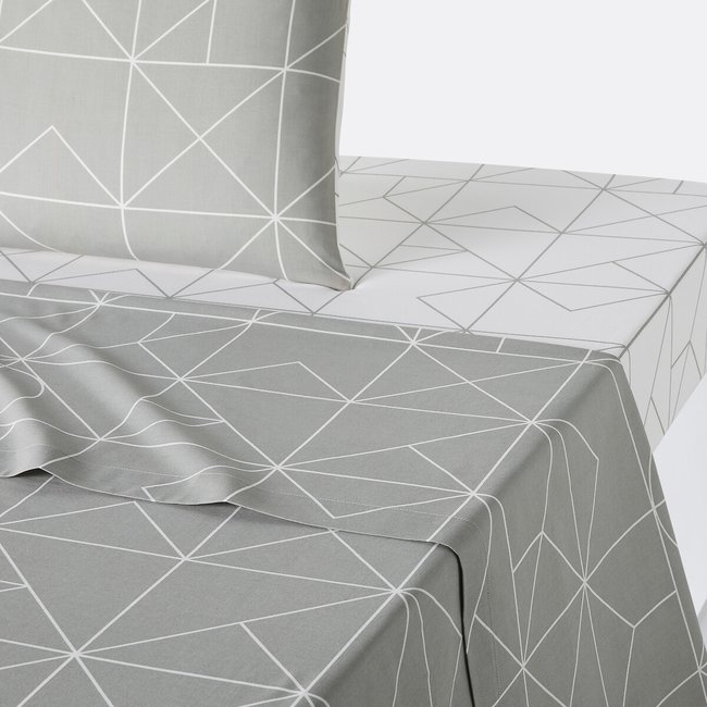 Drap plat pur coton, Vidmey gris <span itemprop=