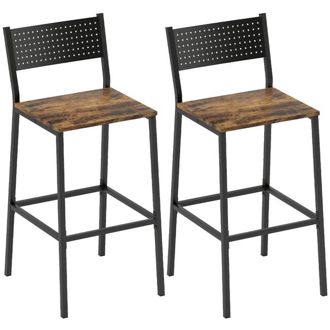 Tabouret de bar Métal Brun Rustique Couleur brun rustique et noir <span itemprop=