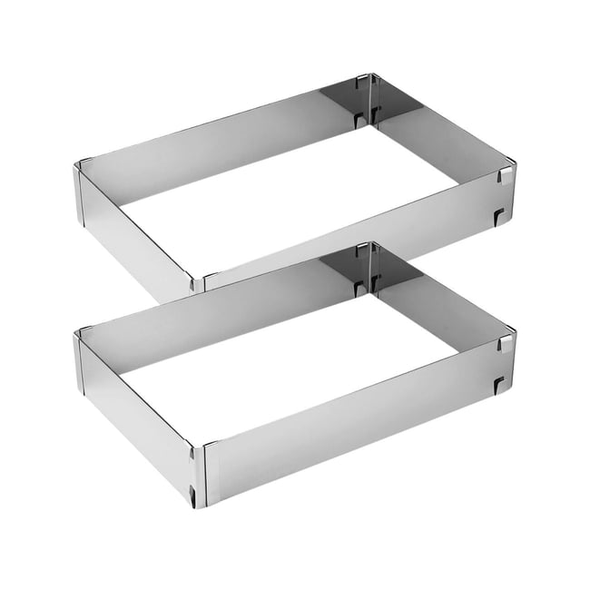 Ensemble de 2 Cadres à gâteau réglable 27 à 52 cm SMART PASTRY inox <span itemprop=