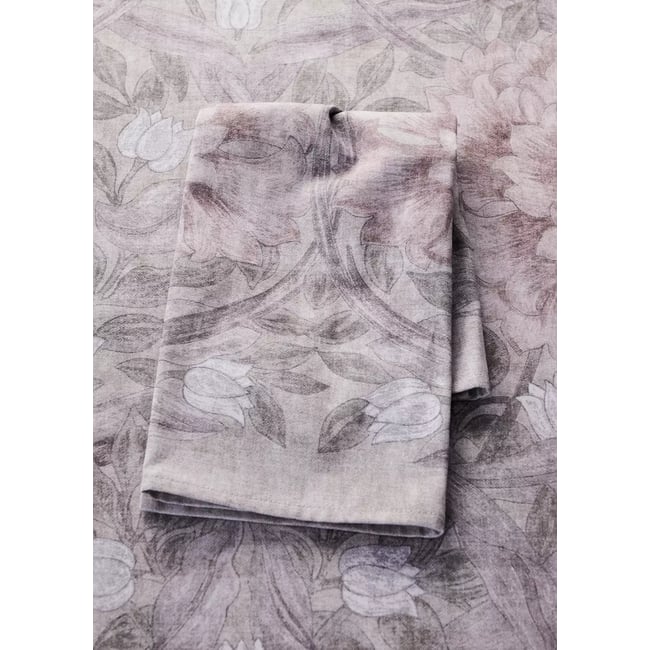 Serviettes de table imprimé fleuri 45x45 cm gris <span itemprop=