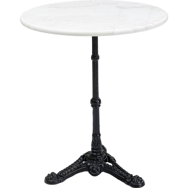Table ronde en marbre et acier, BISTROT Couleur noir et blanc <span itemprop=