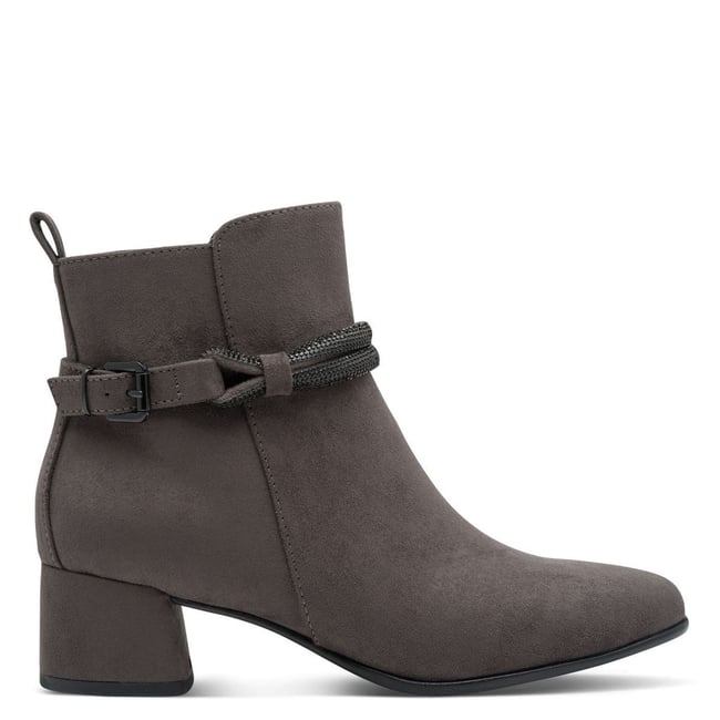 Bottine talon bloc gris clair nubuck <span itemprop=