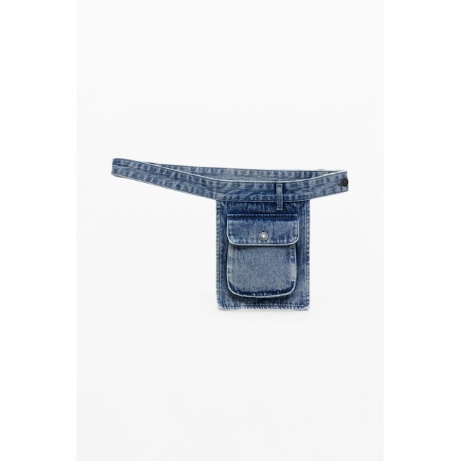 Ceinture poche en denim bleu <span itemprop=