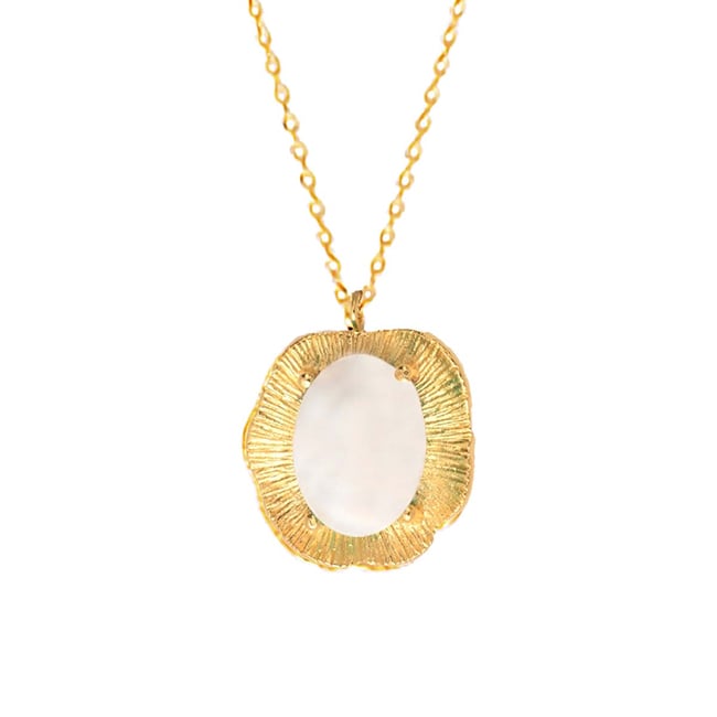 Collier nacre blanche doré - swann blanc <span itemprop=