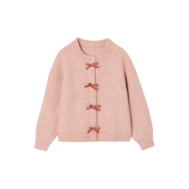 Gilet fantaisie avec n½ud en velours rose poudré <span itemprop=
