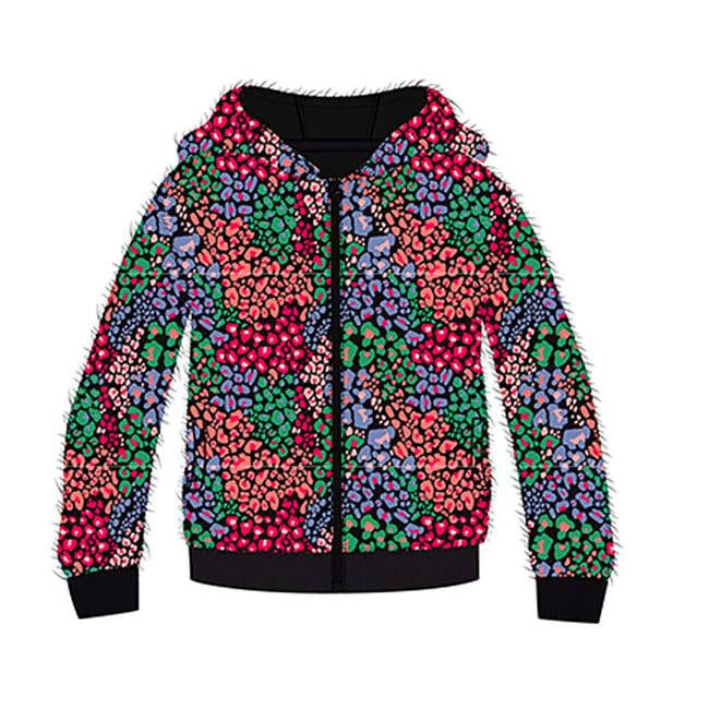 Blouson fille imprimé léopard multicolore multicolore <span itemprop=