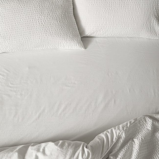 Hebden 100% Washed Cotton Fitted Sheet, chalk, YARD