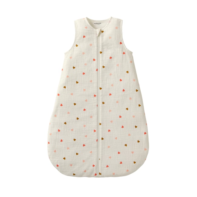 Gigoteuse spécial été en gaze de coton PETITS CŒURS écru / coeur <span itemprop=