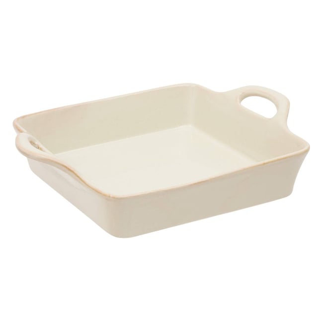 Plat carré en grès TERRE INCONNUE Couleur beige <span itemprop=