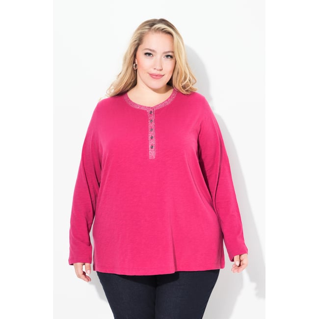 T-shirt encolure en V rose rouge <span itemprop=