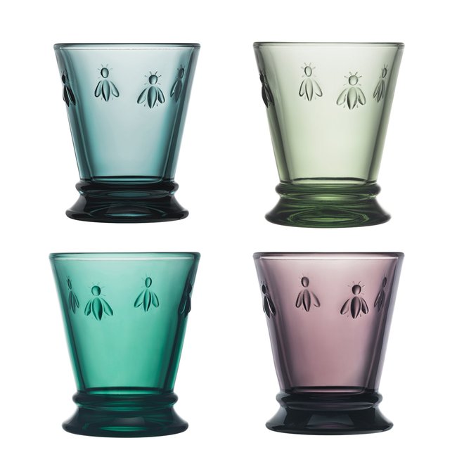 Coffret de 4 verres à eau en 4 couleurs, ABEILLE Couleur multicolore <span itemprop=