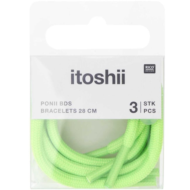 Itoshii pack 3 cordons 28cm vert fluo - RICO DESIGN