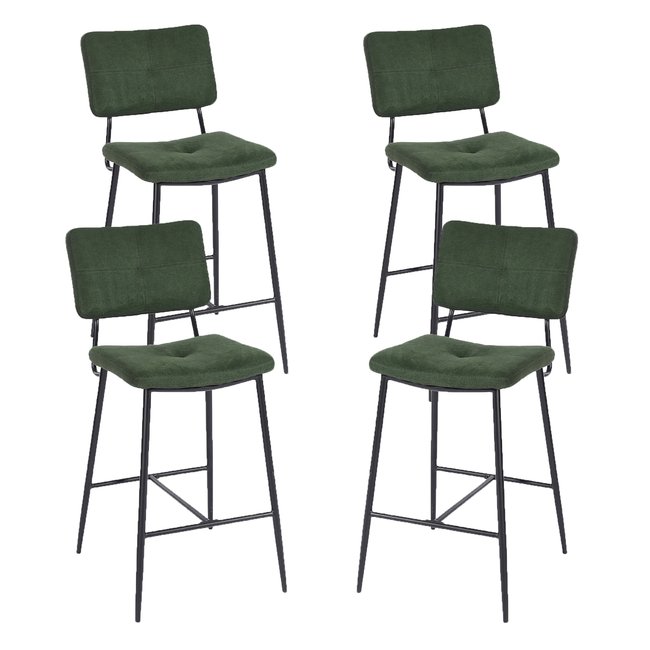Lot de 4 tabourets de bar en tissu industriel,INDEPENDENCE Couleur vert <span itemprop=