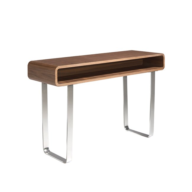 Console en noyer et acier chromé Couleur noyer | acier <span itemprop=