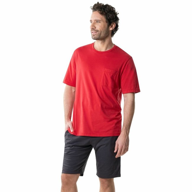 Organic Cotton Short Pyjamas, red + black, EMINENCE
