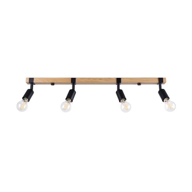 Plafonnier Acier Bois/Noir E27 4 Zuca Couleur marron <span itemprop=