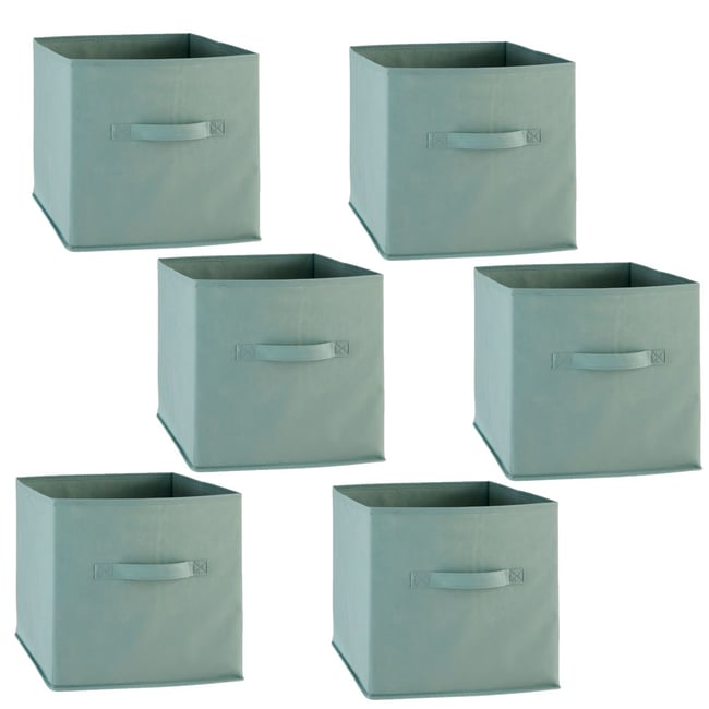 Lot de 6 boîtes de rangement en tissu MIX N' MODUL Couleur vert <span itemprop=