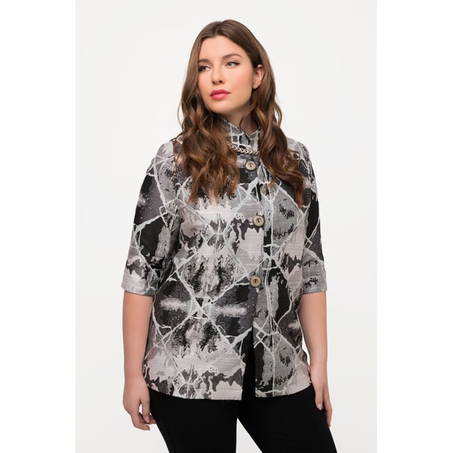 Blazer, motif à carreaux en jacquard noir <span itemprop=