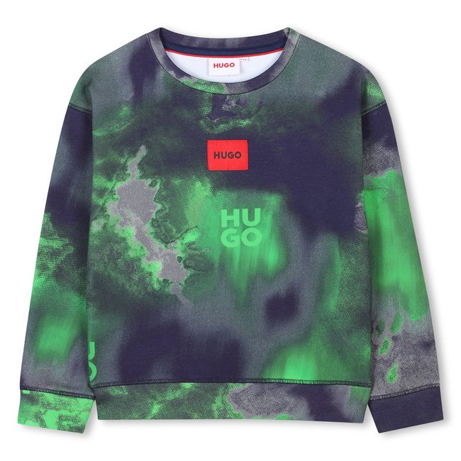 Sweat-shirt imprimé à col rond marine vert <span itemprop=