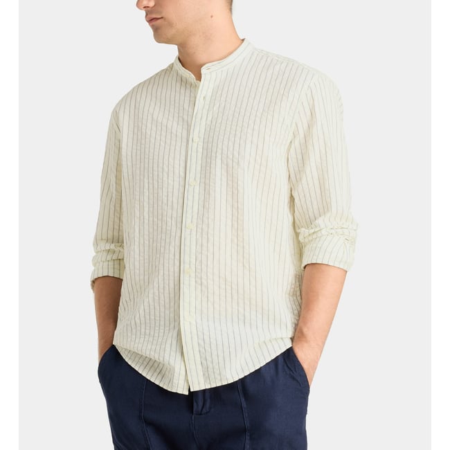Chemise ritmao rayée en coton blanc et bleu <span itemprop=