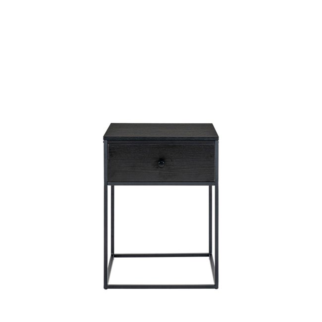 Table de chevet avec tiroir en bois et métal- VITA Couleur noir <span itemprop=