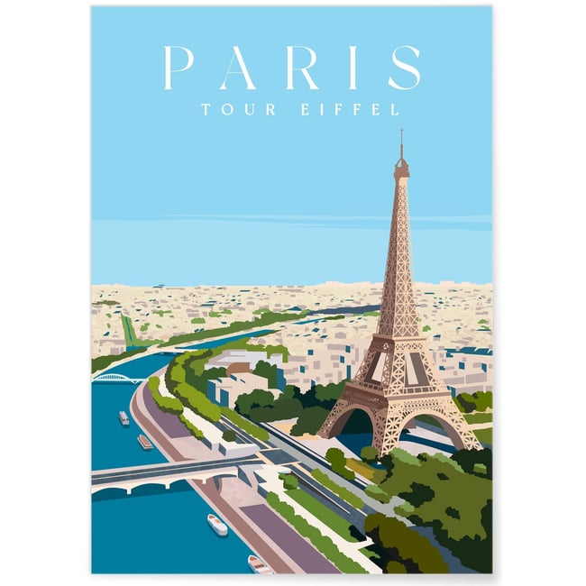 Affiche ville Paris - Tour Eiffel Couleur blanc <span itemprop=