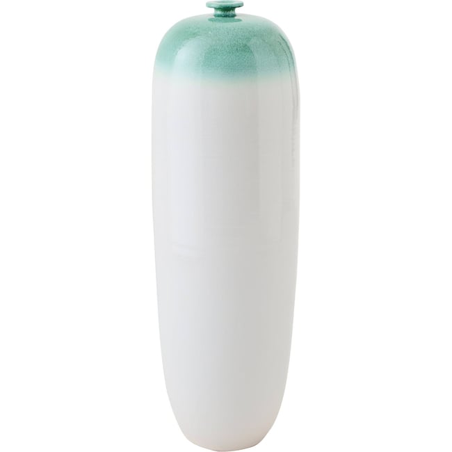 Vase en céramique fait main Couleur vert menthe et blanc <span itemprop=
