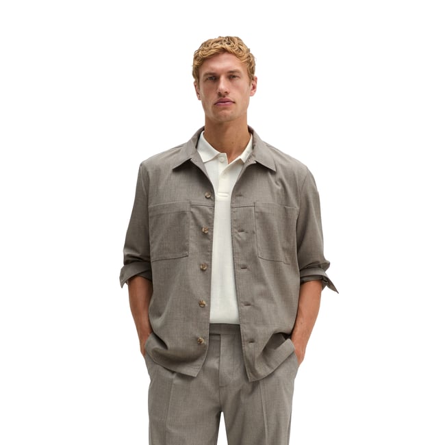 Surchemise au look décontracté effet laine gris <span itemprop=