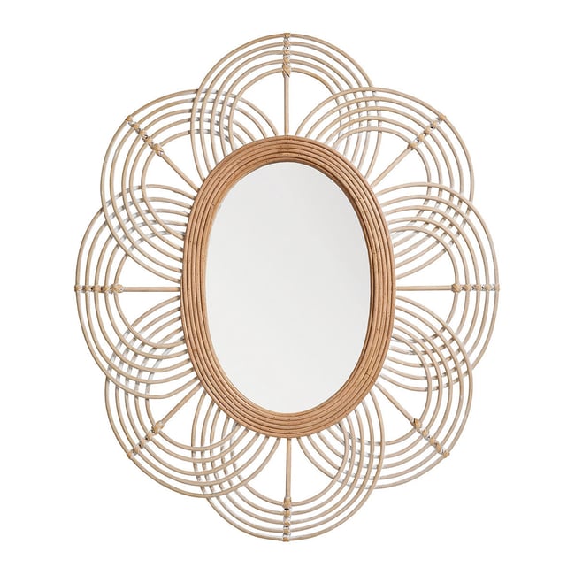 Miroir ovale rotin naturel 80x62 Couleur v002235 <span itemprop=