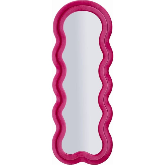 Miroir mural ondulé cadre en velours GLAM Couleur fuchsia <span itemprop=