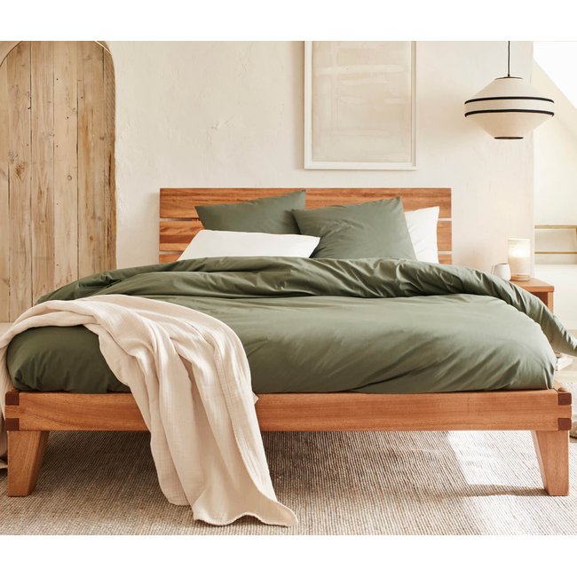 Lit sommier bois massif LUCA Couleur bois fonce <span itemprop=