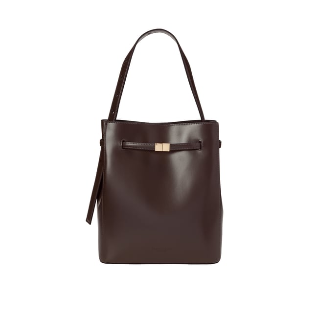 Hobo Bag moyen en cuir de vache noble marron foncé <span itemprop=