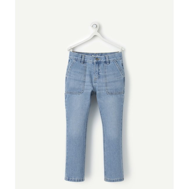 Jeans direitos azul-ganga <span itemprop=