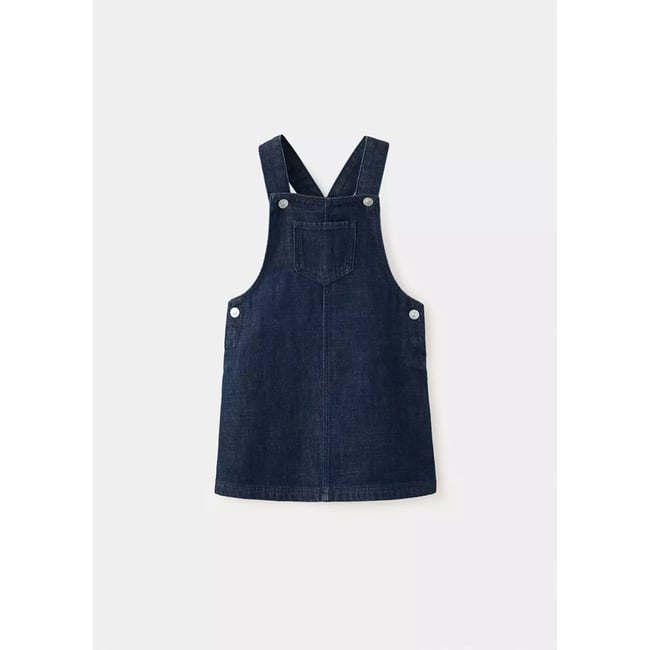 Robe chasuble denim poche bleu <span itemprop=
