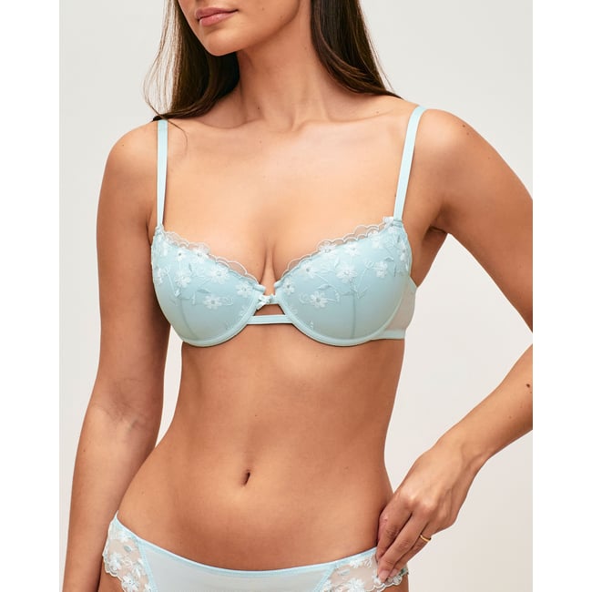 Soutien-gorge ampliforme avec broderies florales DAISYLOVIZ bleu clair <span itemprop=