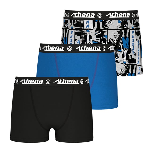 Lot de 3 boxers noir-bleu imprimé <span itemprop=