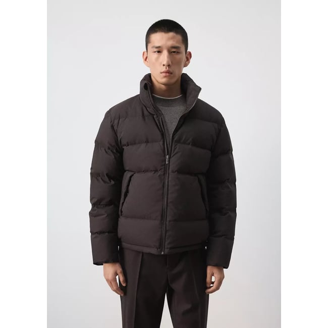 Anorak en duvet 80 % plume, 20 % déperlant chocolat <span itemprop=