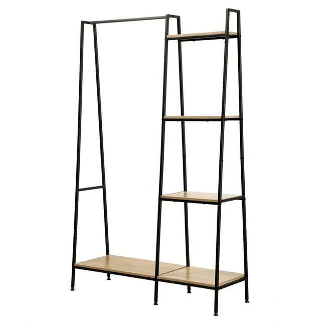 Penderie Industrielle 1 Tablette Basse avec 4 Étagères - LEXIE Couleur bois <span itemprop=