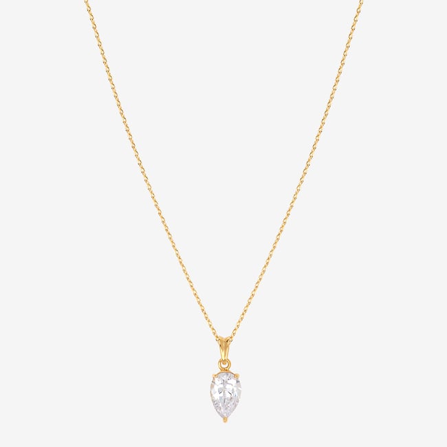 Collier doré - chacha oxyde de zirconium blanc <span itemprop=