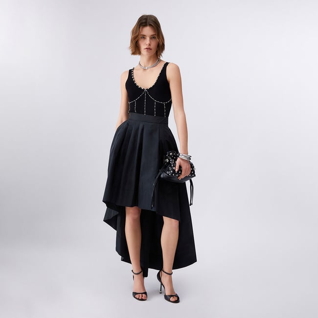 Jupe élégante en taffetas noir <span itemprop=