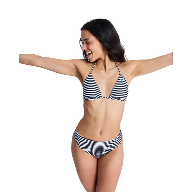 Bas de maillot de bain culotte bikini réversible SUMMER SURF RV MODERATE. noir anthracite moda stripe <span itemprop=